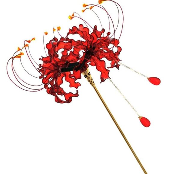 Handmade Flower Hairpin Kanzashi Hair Stick Elegant Kimono Accessory